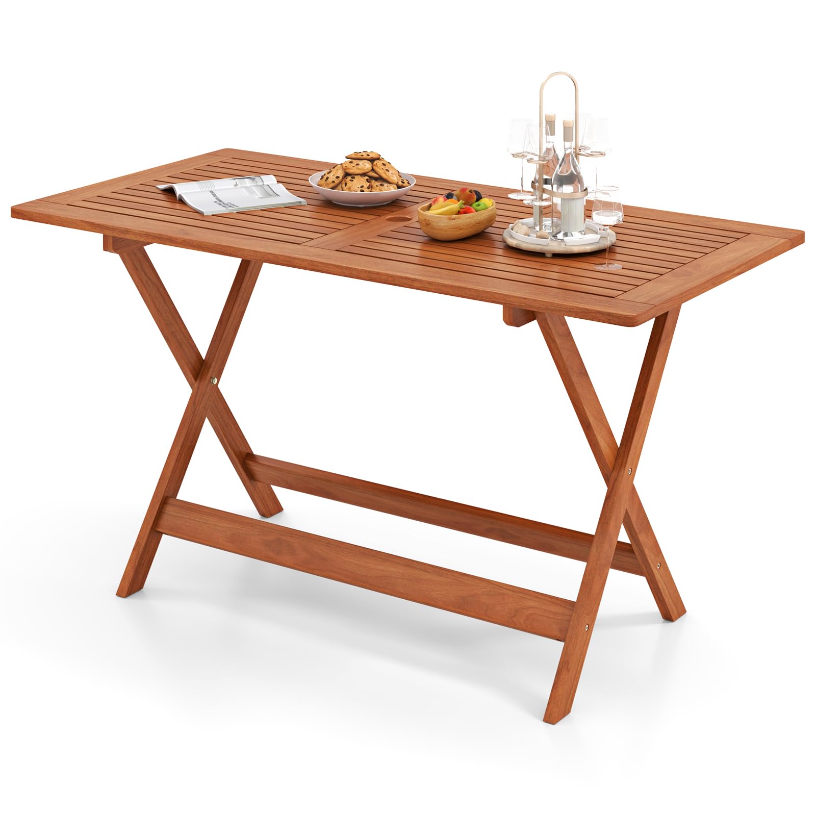 Table de bistrot pliante Tangkula en bois massif avec peinture couleur teck